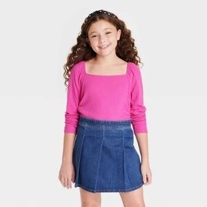 NWT GIRLS SQUARE NECK PINK TOP